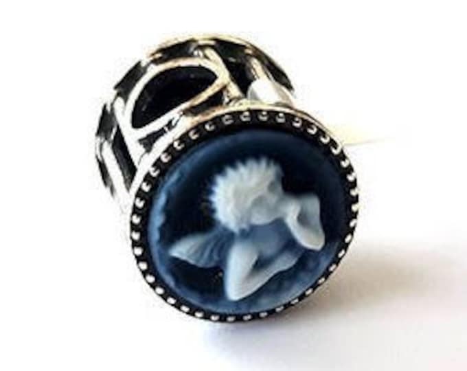 Ciondolino cameo angelo cherubino blu azzurro bracciale pandora gioielli italiani cameo camei italiani cammei regalo per lei
