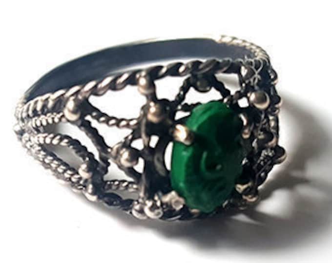 Green stone cameo ring profile italian cameo jewelry donadio stone cameos bague camée anneau камея кольцо カメオリング anillo camafeo