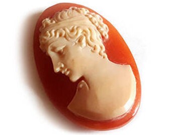 Loose shell cameo nude carnelian profile italian cameo jewelry donadio cameos shell camée lâche ルーズカメオ свободная камея camafeo flojo
