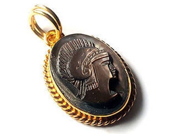 Athena Cameo Pendant: Mother of Pearl, Gold Plated Sterling Silver