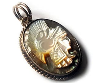 Athena Cameo Pendant: Mother of Pearl, Sterling Silver Frame