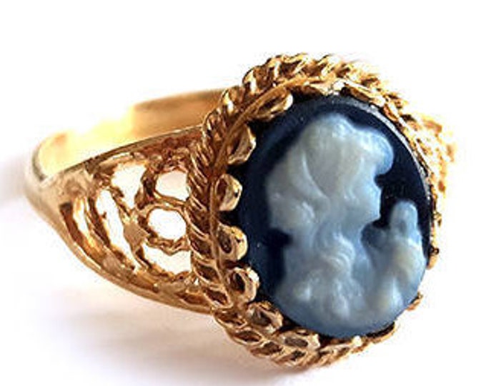 Lady Blu cameo anello cameo italiana gioielli donadio agata pietra cammei камея кольцо カメオリング bague camée regalo di compleanno per lei