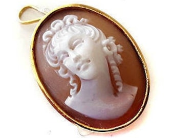 Antique prospect cameo brooch & pendant gold italian donadio shell cameo jewelry gift for woman Камуфляжная брошь カメオブローチ broche camée