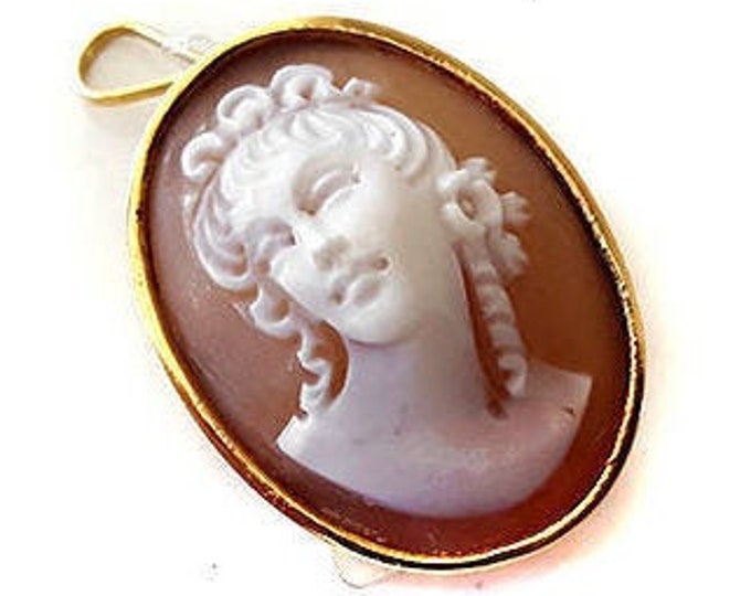 Antique prospect cameo brooch & pendant gold italian donadio shell cameo jewelry gift for woman Камуфляжная брошь カメオブローチ broche camée