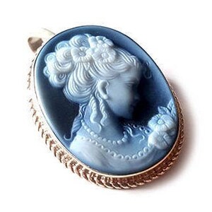 Blue cameo pendant brooch hair collected lady italian cameo jewelry donadio stone cameos pendentif camée colgante camafeo カメオペンダント Камея