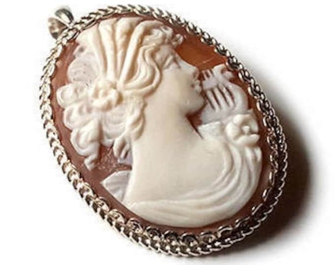 Shell cameo brooch & pendant Sappho italian cameo jewelry donadio cameo shell camafeo broche camée Камуфляжная брошь カメオブローチ