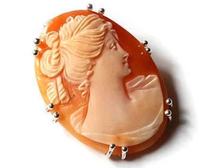 Shell cameo brooch pendant woman profile italian cameos jewelry donadio carnelian cameo shell broche camée camafeo カメオブローチ камея брошь