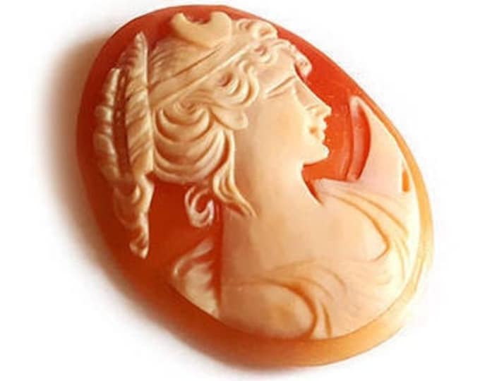 Carnelian shell cameo nude Diana goddess profile italian cameo jewelry donadio cameos shell camée lâche ルーズカメオ свободная камея camafeo flojo