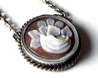 Boho cameo necklace Floral italian cameo jewelry donadio cameos shell gift for girls sardonyx cameos Collier camée Камея ожерелье カメオネックレス