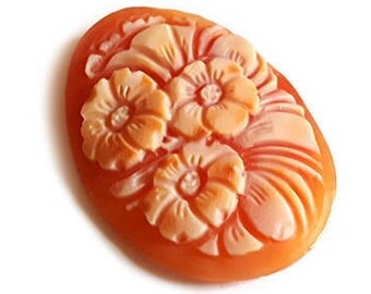 Loose shell cameo nude orange flowers italian cameo jewelry donadio cameos shell camée lâche ルーズカメオ свободная камея camafeo flojo