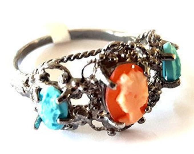 Three cameos ring profiles italian cameo jewelry donadio cameos shell bague camée камея кольцо カメオリング anillo camafeo