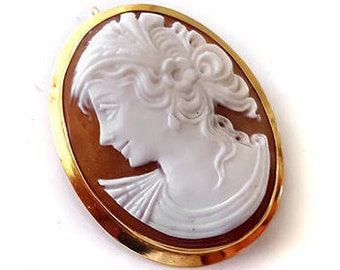 Ceres gold cameo brooch & pendant italian cameo jewelry donadio cameos shell broche camée camafeu colgante Камуфляжная брошь カメオブローチ