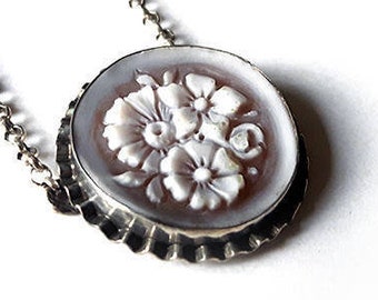 Boho cameo necklace Bouquet italian cameo jewelry donadio cameo shell gift for girls silver cameo Collier camée Камея ожерелье カメオネックレス