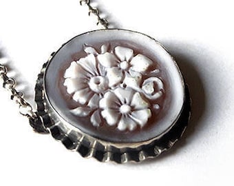 Boho cameo necklace Bouquet italian cameo jewelry donadio cameo shell gift for girls silver cameo Collier camée Камея ожерелье カメオネックレス