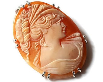 Shell cameo brooch & pendant Ceres goddess italian cameos jewelry donadio cameo shell broche camée camafeo カメオブローチ камея брошь