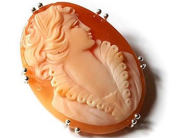 Victorian shell cameo brooch & pendant italian cameo jewelry donadio cameos shell broche camée pendentif camafeo Камуфляжная брошь カメオブローチ