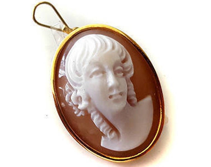 Gold prospect cameo brooch & pendant italian donadio gold shell cameo jewelry gift for women Камуфляжная брошь カメオブローチ broche camée