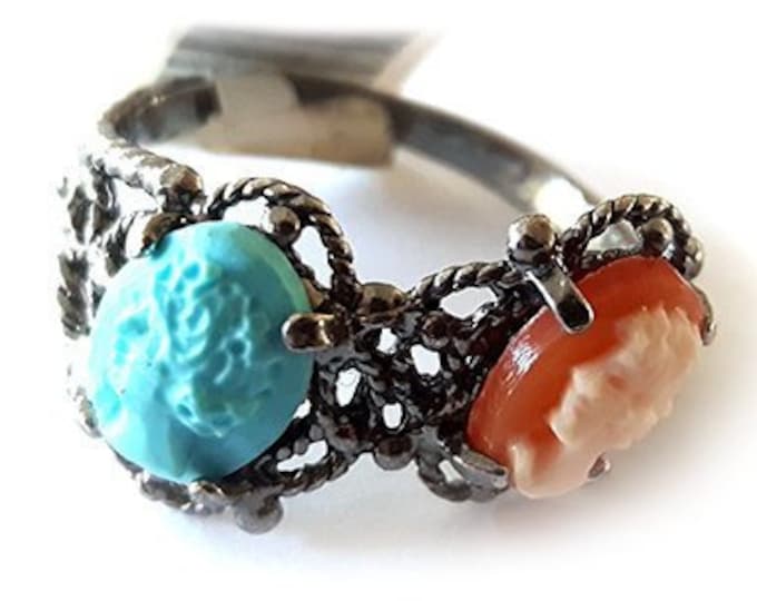 Two cameos ring profiles italian cameo jewelry donadio cameos shell bague camée камея кольцо カメオリング anillo camafeo