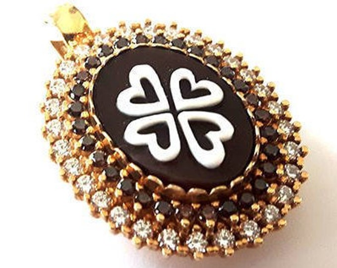 Shell cameo pendant Hearts zircons italian cameo jewelry donadio cameo shell камея подвеска カメオペンダント colgante camafeo pendentif camée