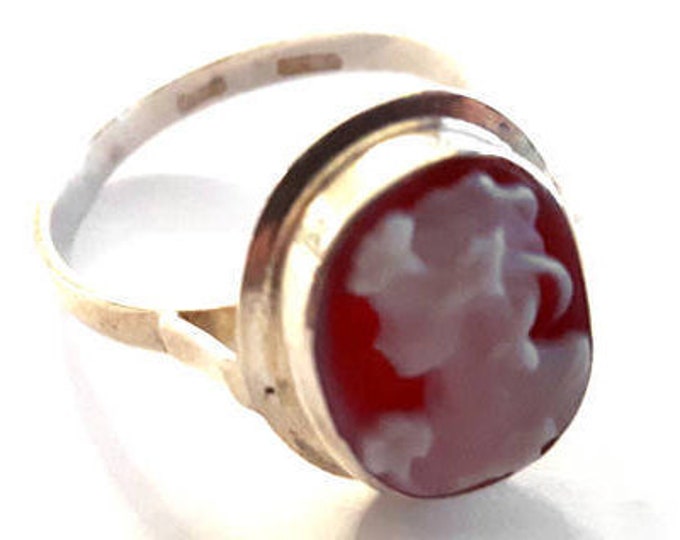 Red cameo ring lady italian cameo jewelry donadio agate stone cameos bague camée камея кольцо カメオリング anillo camafeo girl gift