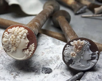 Hand Carved Shell Cameo: Bacchante Profile, Italian Jewelry