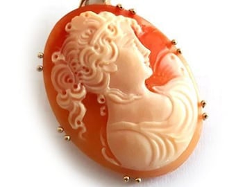 Silver cameo brooch & pendant goddess profile italian cameos jewelry donadio cameo shell broche camée camafeo カメオブローチ камея брошь