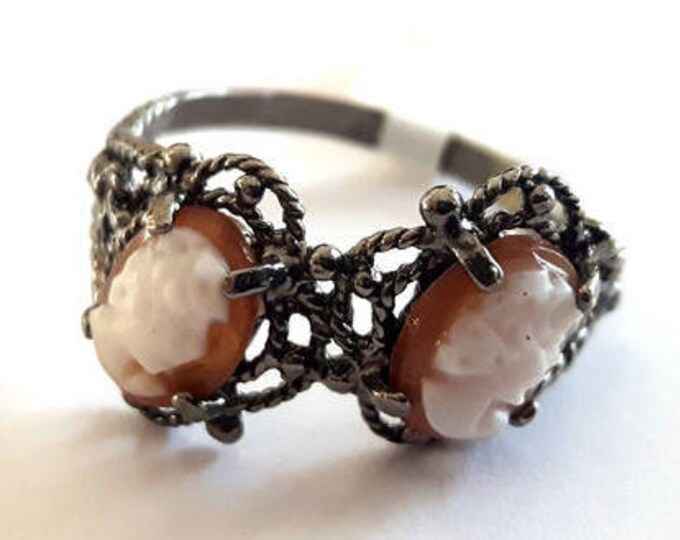 double profiles cameo ring italian cameo jewelry donadio cameos shell bague camée камея кольцо カメオリング anillo camafeobirthday gift