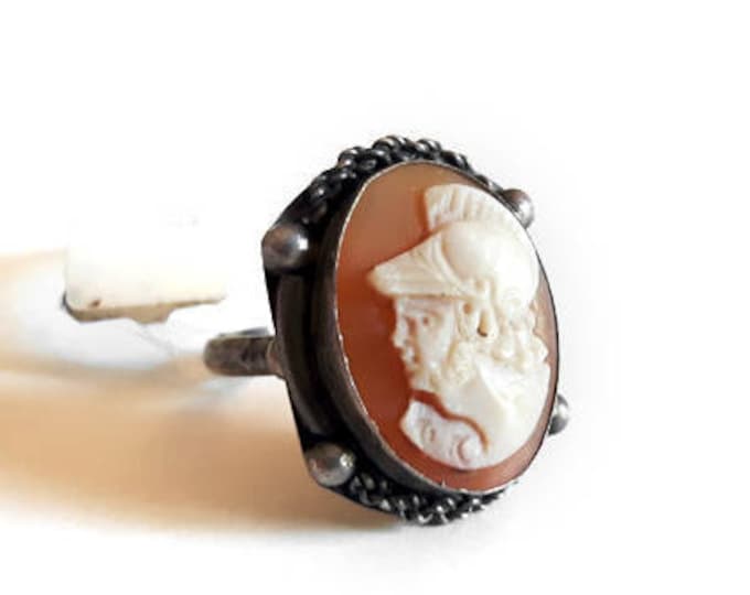 Vintage cameo ring Warrior italian cameo jewelry donadio cameos shell silver cameo bague camée Камея кольцо カメオリング anillo camafeu