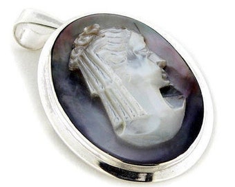 Mother of pearl cameo brooch & pendant Roman profile italian cameos jewelry donadio cameo shell broche camée camafeo カメオブローチ камея брошь