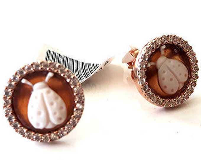 Shell cameo earrings Ladybugs italian cameos jewelry donadio cameo shell boucles d'oreilles camée pendientes camafeo カメオイヤリング Камея серьги