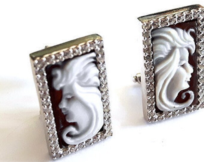 Shell cameo earrings lady zircons italian cameo jewelry donadio cameo shell boucles oreilles camée pendientes camafeo カメオイヤリング Камея серьги