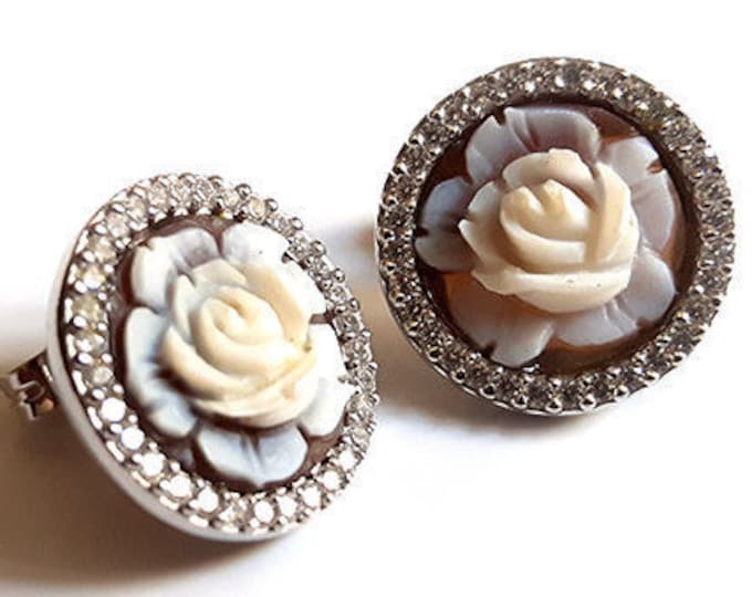 Orings di cameo di guscio di lobe Rose italiane cameo - gioielli , s.