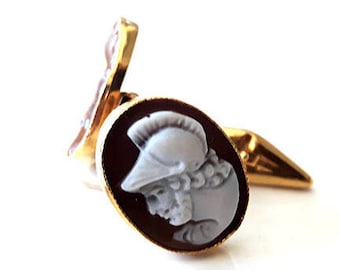 Shell cameo cufflinks warrior italian cameo jewelry donadio cameos shell boutons manchette camées カメオカフスボタン запонки камея cameo gemelos