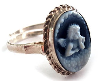 Blue Angel cameo ring italian cameo jewelry donadio agate stone cameos bague camée anillo camafeo