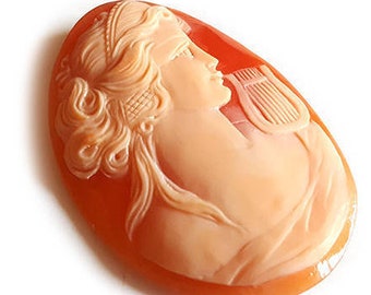Loose shell cameo Sappho poetess italian cameo jewelry donadio cameo shell camée lâche ルーズカメオ свободная камея camafeo flojo birthday gift