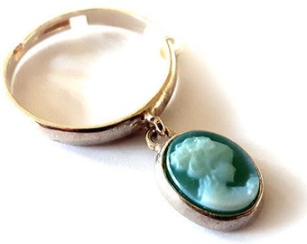 Anello cammeo verde profilo italiano cameo gioielli donadio agata pietra cameo bague camée камея кольцグメオо