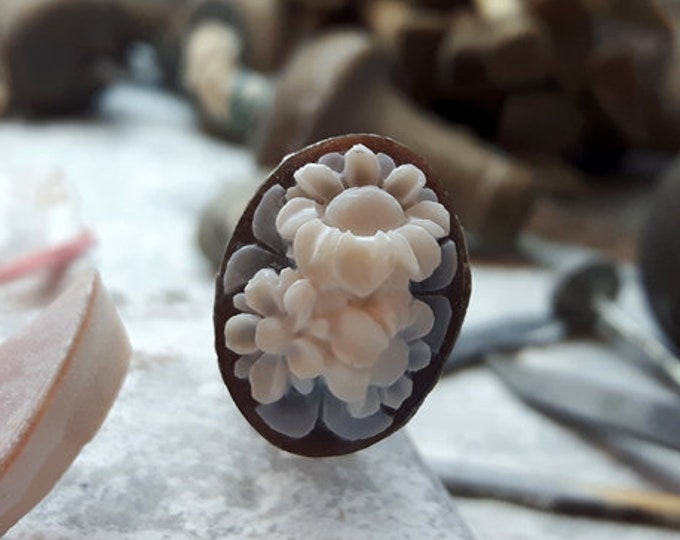 Loose shell cameo floral italian cameo jewelry donadio cameo shell sardonyx cameo camée lâche ルーズカメオ свободная камея camafeo flojo