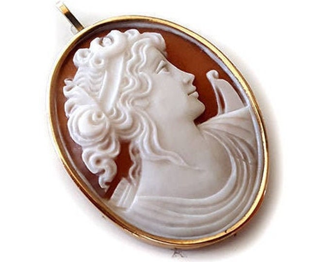 Antique Diana cameo brooch & pendant gold shell cameo donadio italian cameos jewelry gift for her Камуфляжная брошь カメオブローチ broche camée