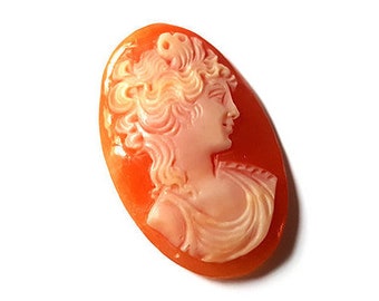 Hand Carved Shell Cameo: Aphrodite Venus Goddess, Italian Jewelry