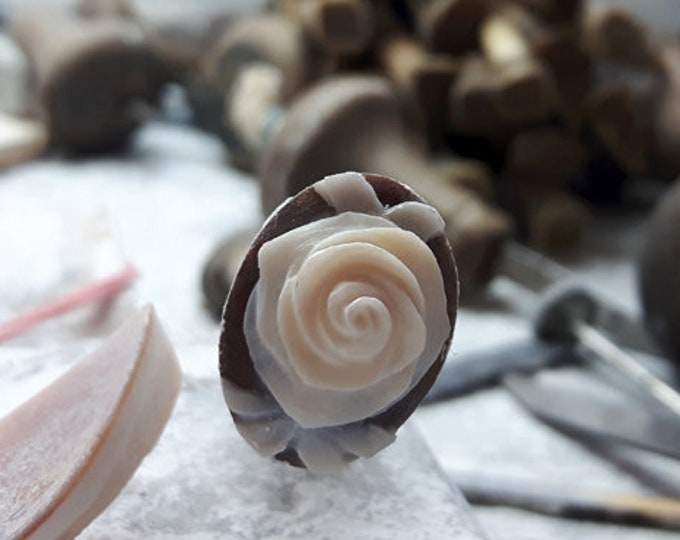 Shell cameo rose flower italian cameo jewelry donadio cameo shell sardonyx cameo camée lâche ルーズカメオ свободная камея camafeo flojo