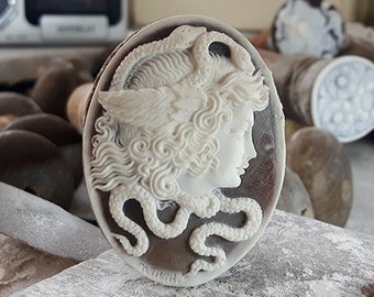 Loose Medusa shell cameo italian cameo jewelry donadio cameo shell sardonyx cameo camée lâche ルーズカメオ свободная камея camafeo flojo