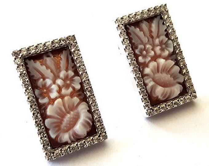 Shell cameo earrings rectangular cameos italian cameos jewelry donadio cameos shell boucles d'oreilles camée camafeo カメオイヤリング Камея серьги