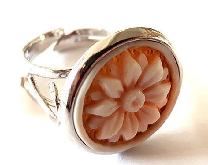 Shell cameo ring Lotus italian cameo jewelry donadio cameos shell bague camée камея кольцо カメオリング anillo camafeo birthday gift
