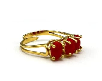 Coral ring gold plated italian coral jewelry donadio corals cameos jewellery bague corail サンゴリング коралловое кольцо anillo de coral gift