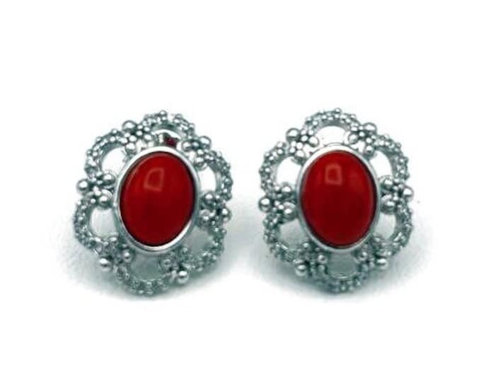 Silver Coral earrings italian coral jewelry donadio corals cameos jewellery boucles d'oreilles corail rouge サンゴのイヤリング Коралловые серьги