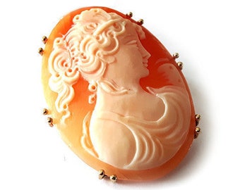 Gold cameo brooch & pendant Venus italian cameo jewelry donadio cameos shell Камуфляжная брошь カメオブローチ broche camée pendentif camafeo