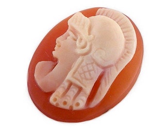 Carnelian Shell Cameo: Athena Profile, Italian Jewelry