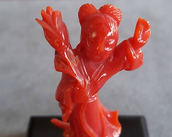 Coral statuette geisha italian coral jewelry donadio corals statuette figurines corail figurillas coral коралловые фигурки サンゴの人形