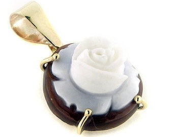 Gold shell cameo pendant Rose italian cameos jewelry donadio cameos shell pendentif camée colgante camafeo カメオペンダント Камея подвеска