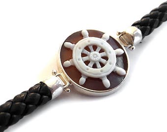 Shell cameo bracelet rudder wheel helm italian cameo jewelry donadio cameos shell bracelets camée pulsera camafeo Камео браслет カメオブレスレット